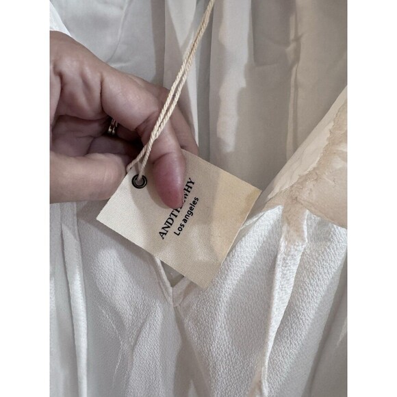 Ruffle Mini Dress White Medium Cottagecore Prairie Whimsical NEW AndTheWhy - Picture 4 of 5